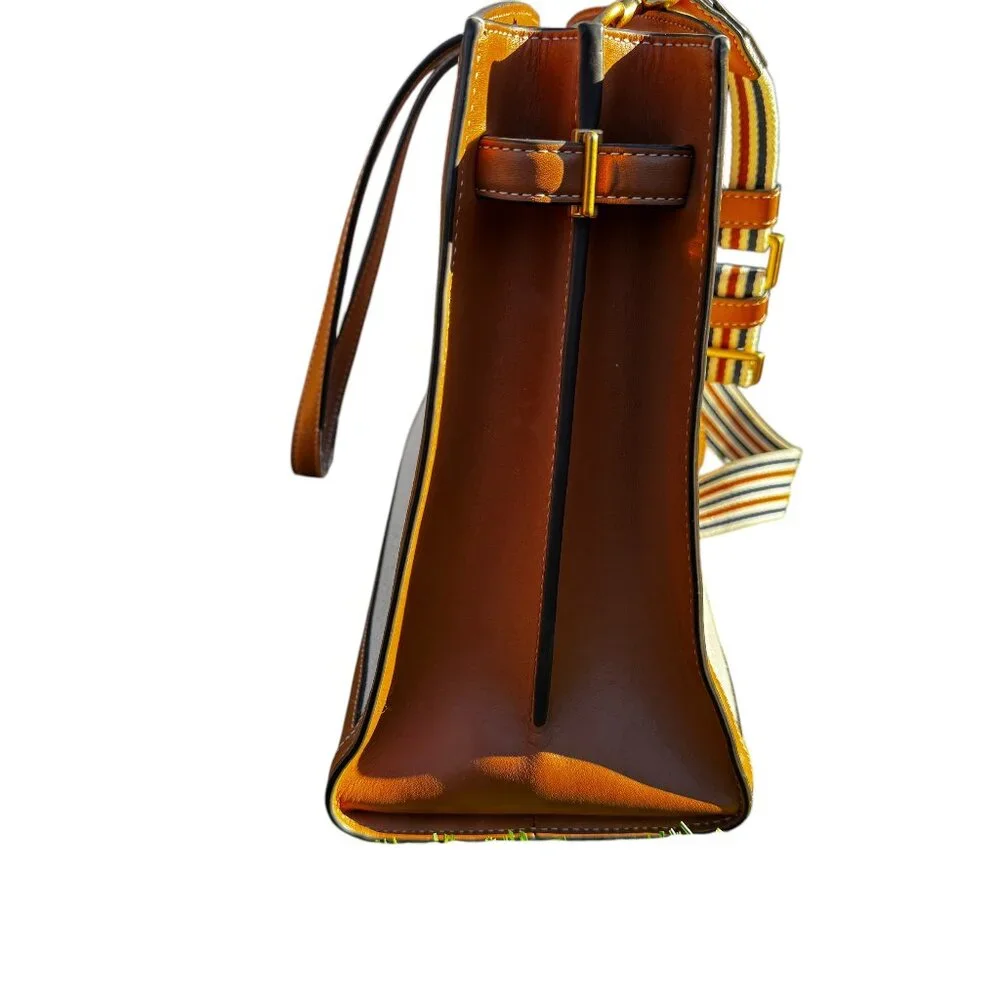 Tory Burch Walker Canvas Satchel in Natural with Striped Strap - Picture 9 of 16